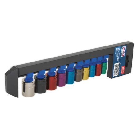 Jeu de douilles multicolores 10 pièces 3/8"Sq Drive 6pt WallDrive® métrique