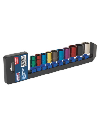 Multi-Coloured Socket Set 10pc 3/8"Sq Drive 6pt WallDrive® Metric