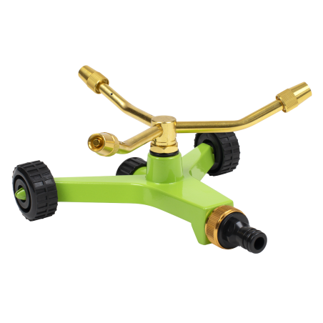 3-Arm Brass Sprinkler with Metal Wheeled Base