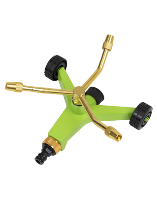 3-Arm Brass Sprinkler with Metal Wheeled Base