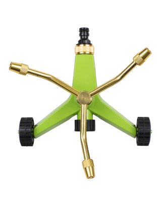 3-Arm Brass Sprinkler with Metal Wheeled Base