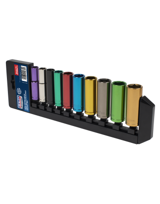 Multi-Coloured Socket Set 10pc 3/8"Sq Drive 6pt Deep WallDrive® Metric