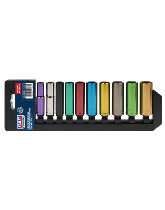 Multi-Coloured Socket Set 10pc 3/8"Sq Drive 6pt Deep WallDrive® Metric