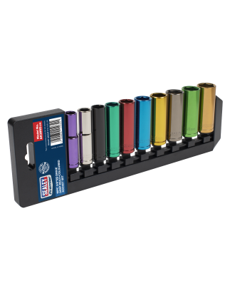 Multi-Coloured Socket Set 10pc 3/8"Sq Drive 6pt Deep WallDrive® Metric