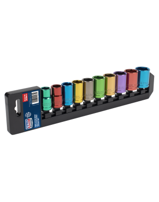 Multi-Coloured Socket Set 10pc 1/2"Sq Drive WallDrive® Metric