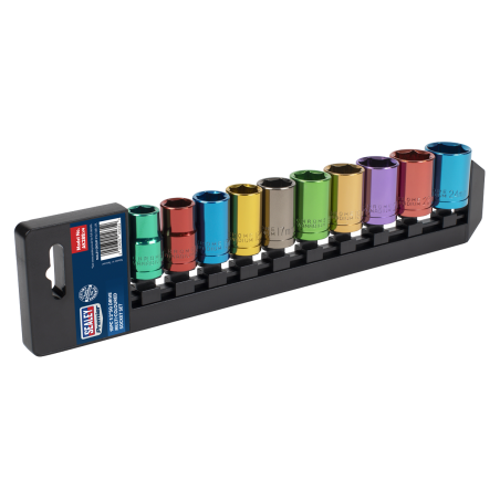 Jeu de douilles multicolores 10 pièces 1/2"Sq Drive WallDrive® métrique