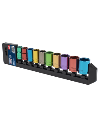 Multi-Coloured Socket Set 10pc 1/2"Sq Drive WallDrive® Metric