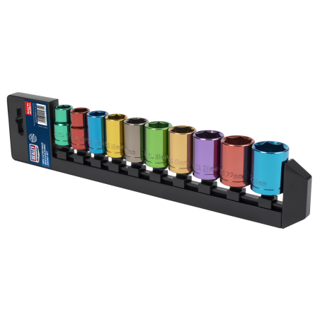 Multi-Coloured Socket Set 10pc 1/2"Sq Drive WallDrive® Metric