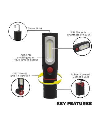 Lampe d'inspection 360° 8W COB LED 12V Série SV12 - Corps uniquement