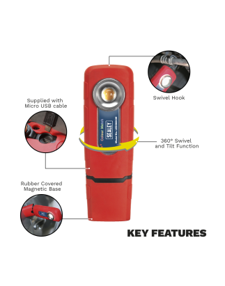 360° Rechargeable Inspection Light 5W COB LED Colour Match CRI 96 - 3-Colour