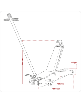 Long Reach High Lift Commercial Trolley Jack 2 Tonne