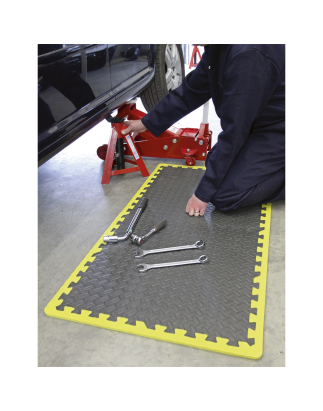 Interlocking EVA Foam Workshop Mat Set with Hi-Vis Edges 1240 x 1825mm