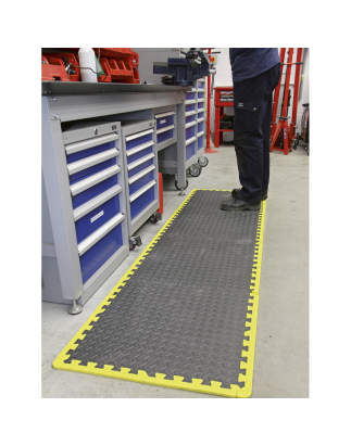 Interlocking EVA Foam Workshop Mat Set with Hi-Vis Edges 1240 x 1825mm