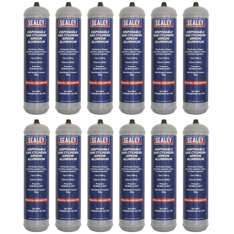 Disposable Argon Gas Cylinder 100g - Box of 12