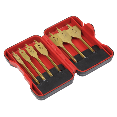 Flat Wood Drill Bit Set 7pc Titanium Coated