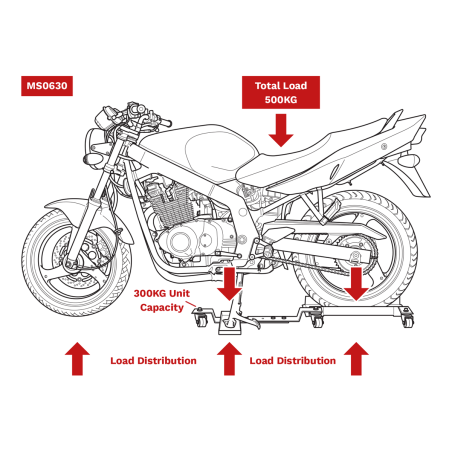 Support latéral de roue arrière de moto, type Dolly