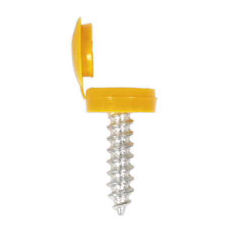 Numberplate Screw with Flip Cap 4.2 x 19mm Yellow Pack of 50