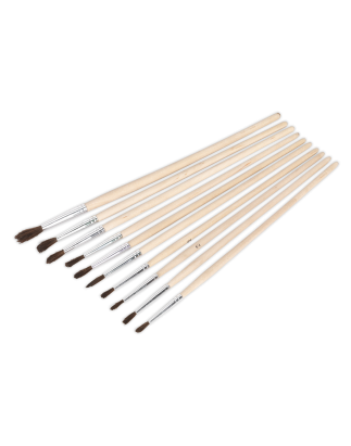 Assortiment de pinceaux de retouche, 10 pièces, manche en bois