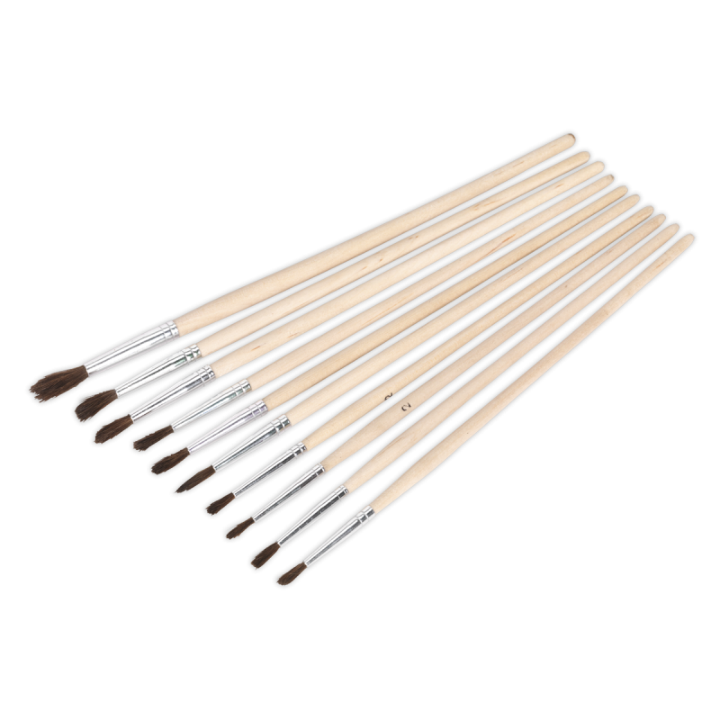 Assortiment de pinceaux de retouche, 10 pièces, manche en bois