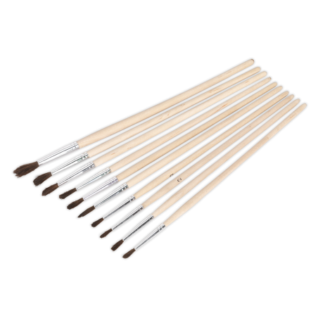 Assortiment de pinceaux de retouche, 10 pièces, manche en bois