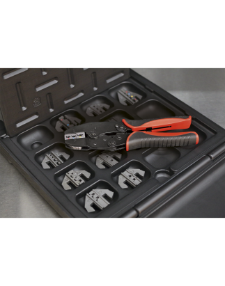 Ratchet Crimping Tool with Jaws and Storage Case