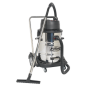 Industrial Vacuum Cleaner Wet & Dry Stainless Steel Drum with Swivel Emptying 77L 2400W