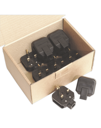 Black 13A heavy-Duty Plug Pack of 10