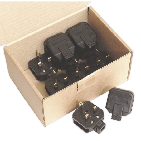 Black 13A heavy-Duty Plug Pack of 10