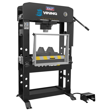 Presse pneumatique/hydraulique de type plancher Viking avec vérin coulissant et pédale 100 tonnes