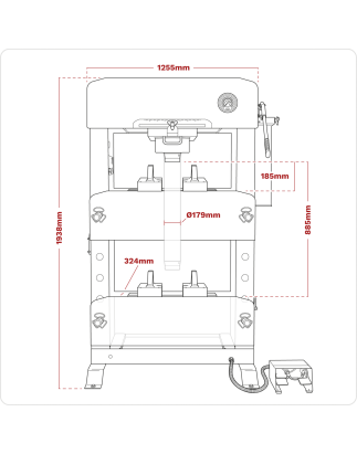 Presse pneumatique/hydraulique de type plancher Viking avec vérin coulissant et pédale 100 tonnes