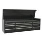 Topchest 10 Drawer 1830mm Extra-Wide Heavy-Duty Black