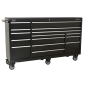 Rollcab 15 Drawer 1845mm Extra-Wide Heavy-Duty Black