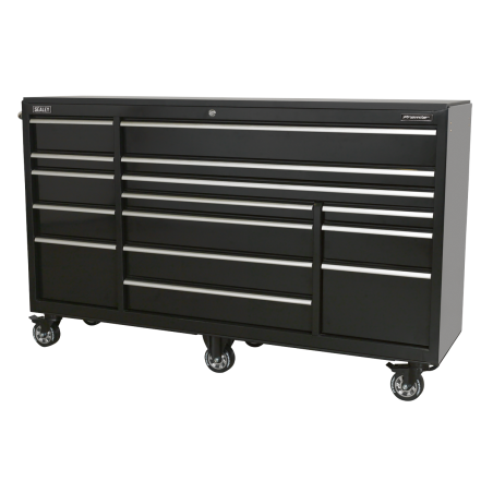 Rollcab 15 Drawer 1845mm Extra-Wide Heavy-Duty Black