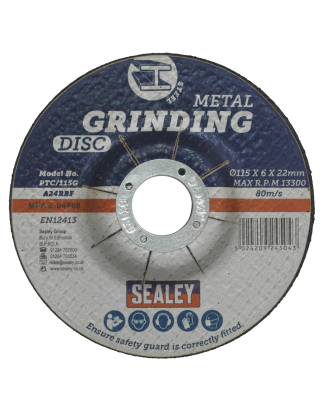 Grinding Disc Ø115 x 6mm Ø22mm Bore - Pack of 12