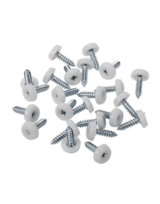 Numberplate Screw Plastic Enclosed Head 4.8 x 18mm White Pack of 50