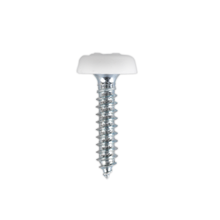 Numberplate Screw Plastic Enclosed Head 4.8 x 24mm White Pack of 50