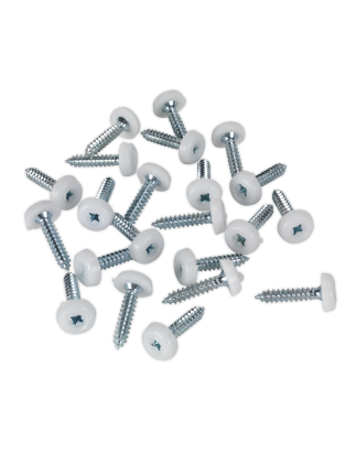 Numberplate Screw Plastic Enclosed Head 4.8 x 24mm White Pack of 50