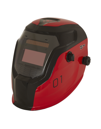 Casque de soudage à obscurcissement automatique teinte 9-13 - rouge