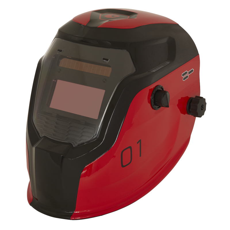 Casque de soudage à obscurcissement automatique teinte 9-13 - rouge