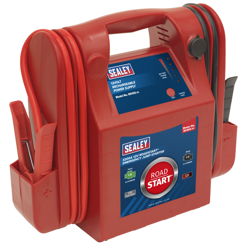 RoadStart® 12V Emergency Jump Starter 3200 Peak Amps