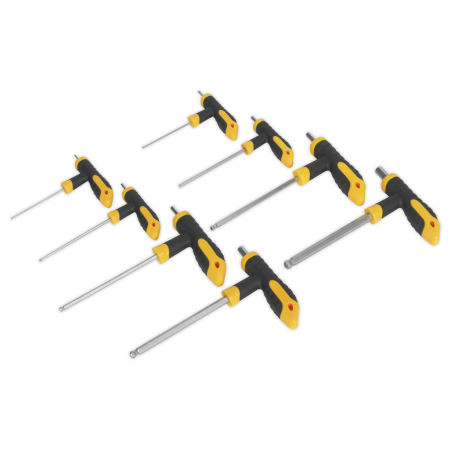 Jeu de 8 clés hexagonales à extrémité sphérique et poignée en T