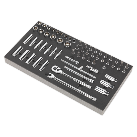 Tool Tray with Socket Set 62pc 3/8"Sq Drive Metric