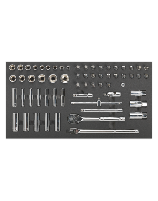 Tool Tray with Socket Set 62pc 3/8"Sq Drive Metric