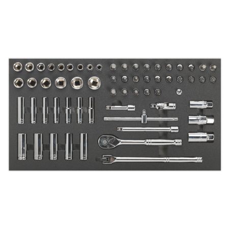 Tool Tray with Socket Set 62pc 3/8"Sq Drive Metric