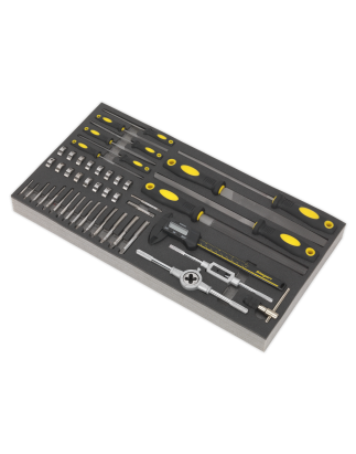 Tool Tray with Tap & Die, File & Caliper Set 48pc