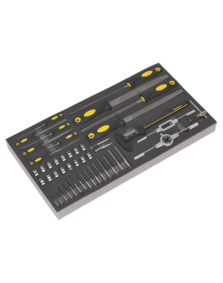 Tool Tray with Tap & Die, File & Caliper Set 48pc