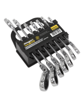 Flexible Head Ratchet Combination Spanner Set 7pc Metric