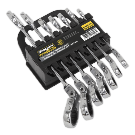 Flexible Head Ratchet Combination Spanner Set 7pc Metric