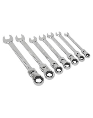 Flexible Head Ratchet Combination Spanner Set 7pc Metric