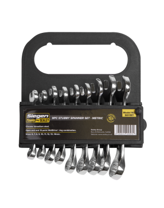 Stubby Combination Spanner Set 9pc - Metric